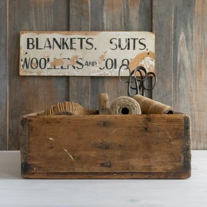 Large Rustic Wooden Trug Caddy