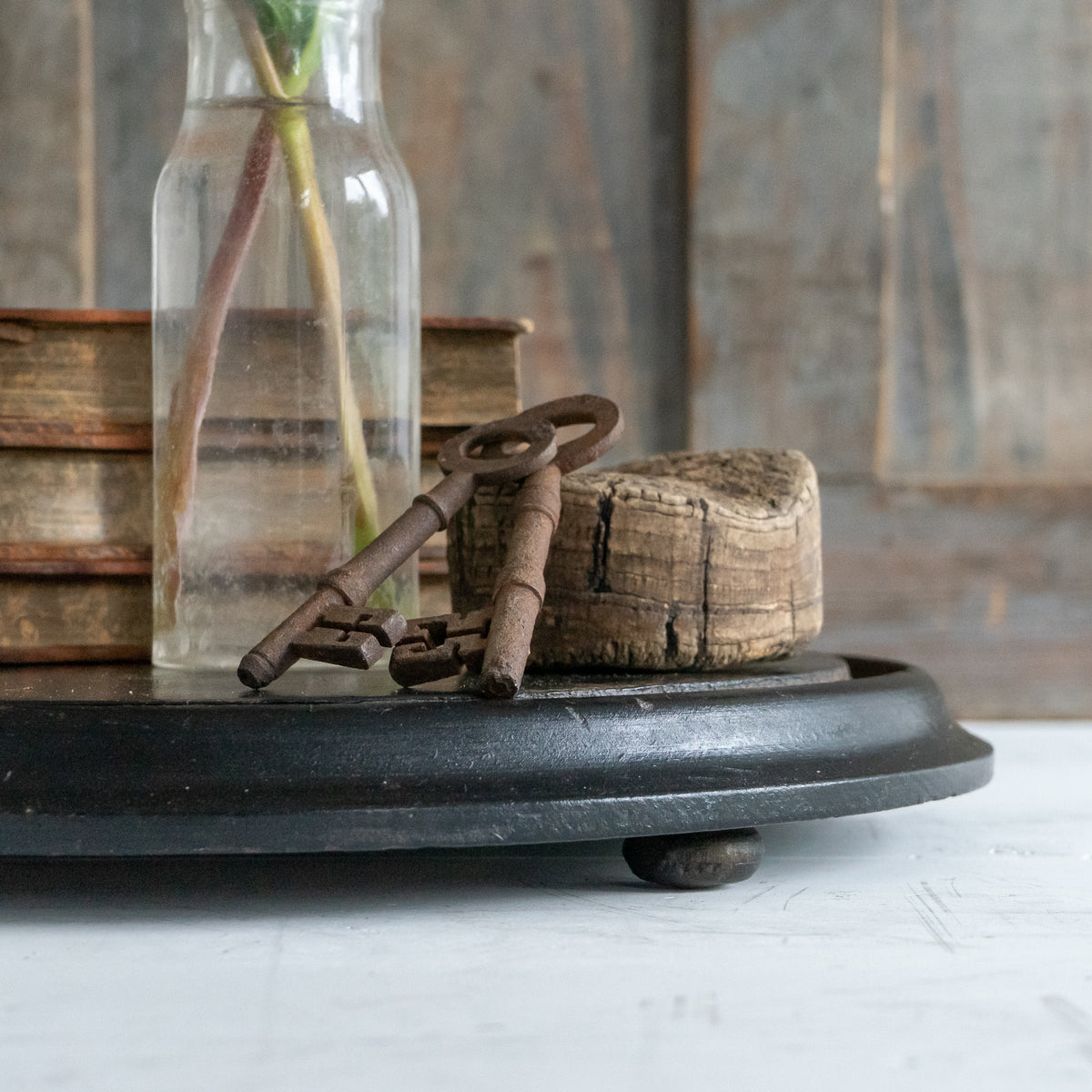 Large Vintage Ebondised Round Dome Base