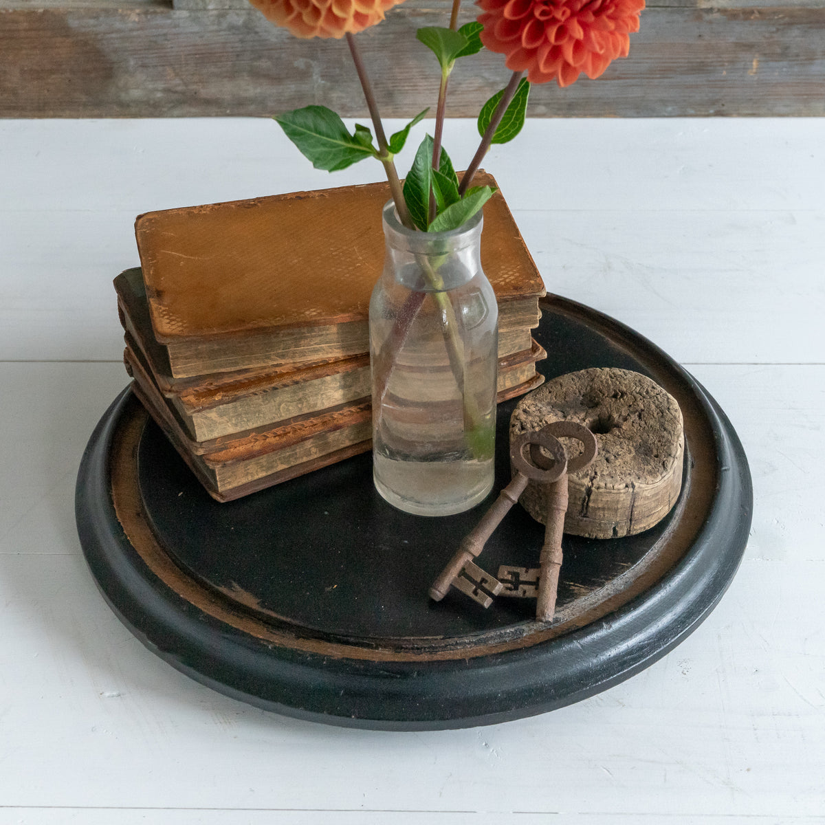 Large Vintage Ebondised Round Dome Base