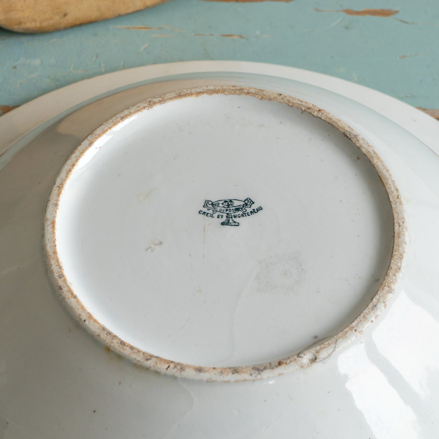 Large Vintage French White Ironstone Bowl