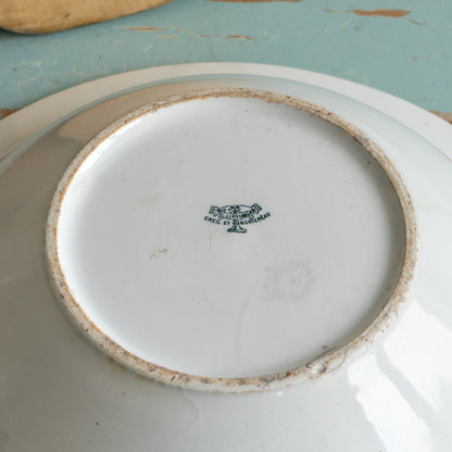 Large Vintage French White Ironstone Bowl