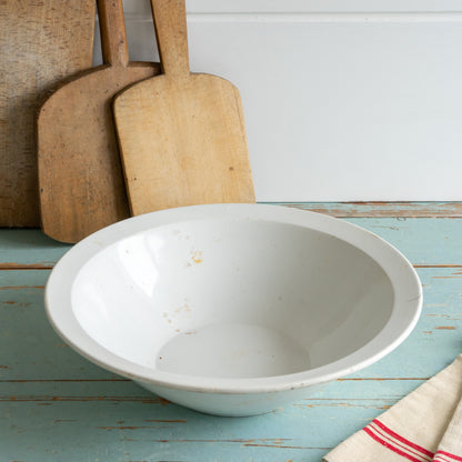 Large Vintage French White Ironstone Bowl