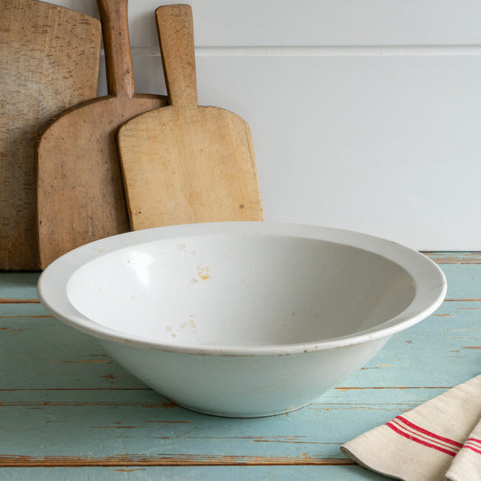 Large Vintage French White Ironstone Bowl