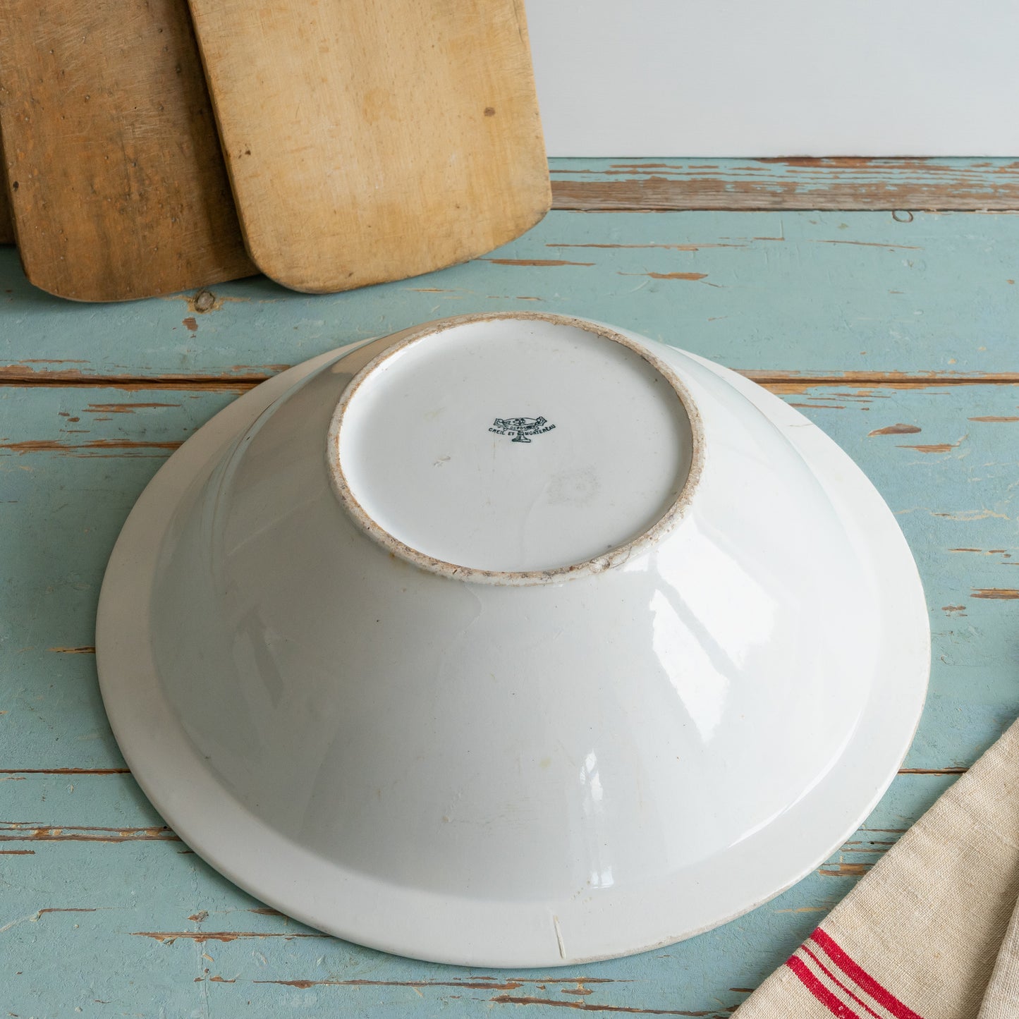 Large Vintage French White Ironstone Bowl