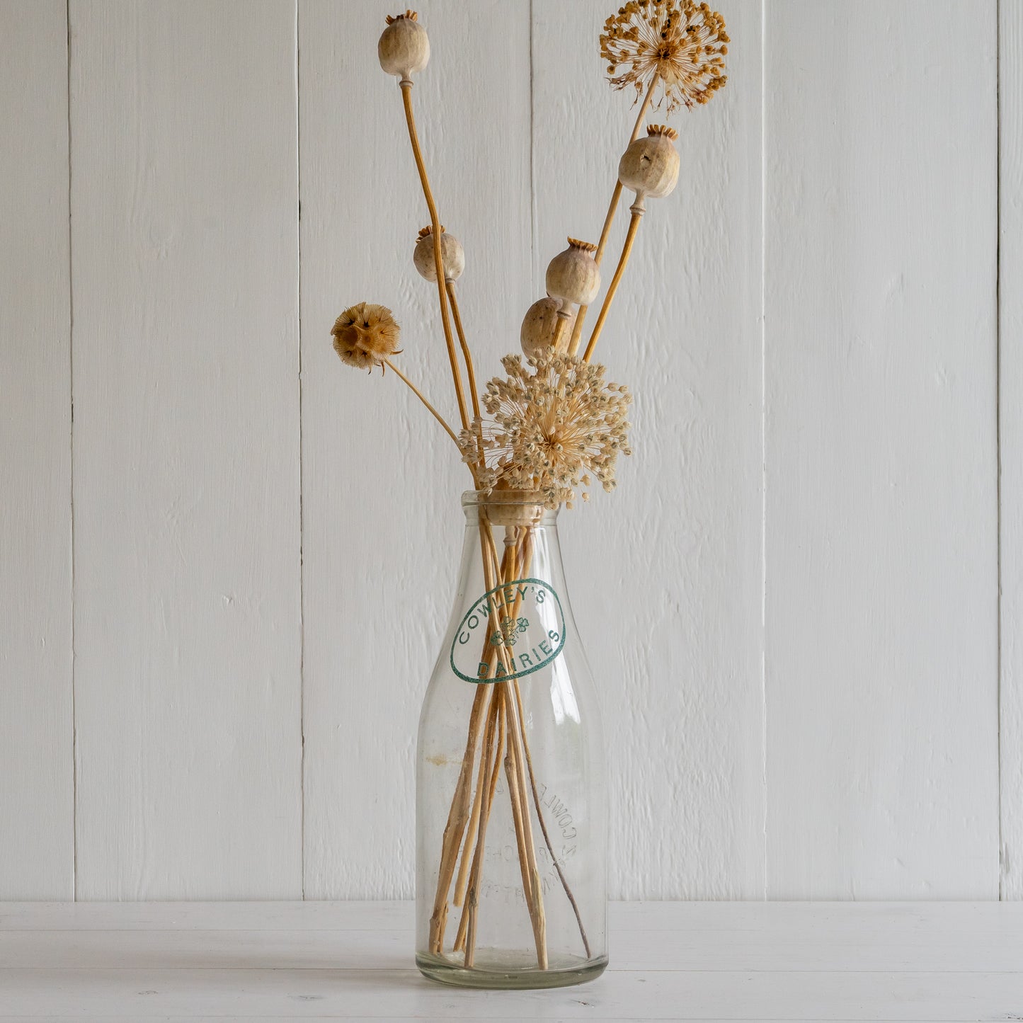 Large Vintage Glass Milk Bottle