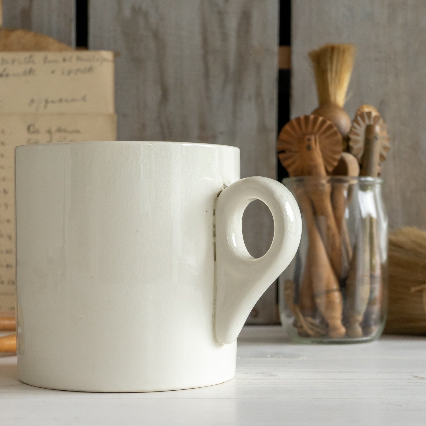 Large White Ironstone Mug