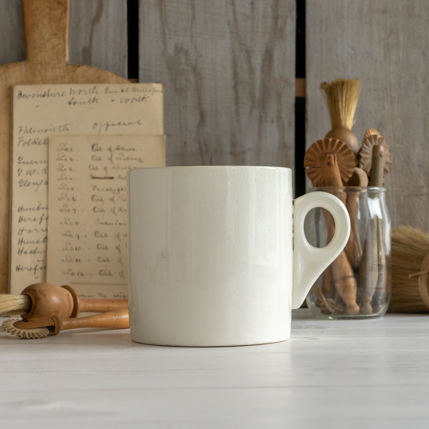Large White Ironstone Mug