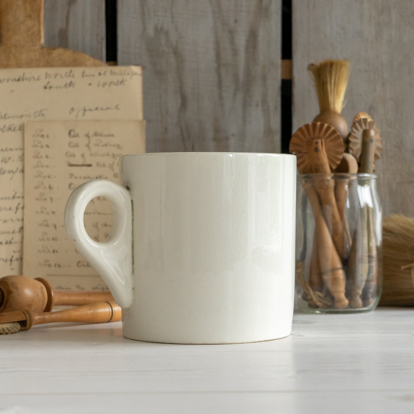 Large White Ironstone Mug