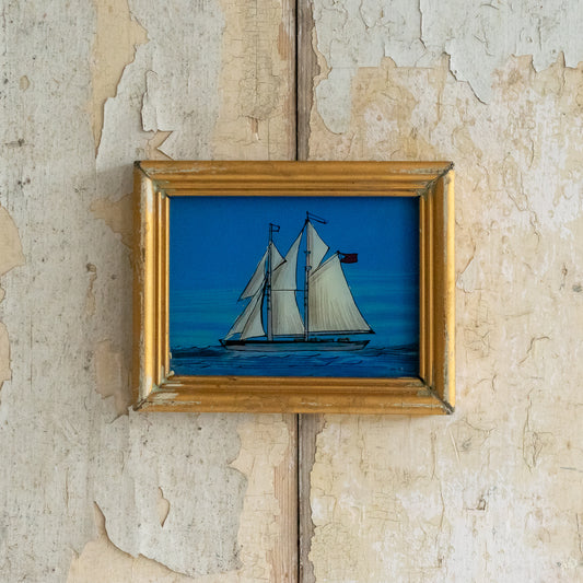 Little Painting on Glass of a ship