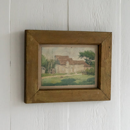 Little Vintage Watercolour Painting of a Water Mill