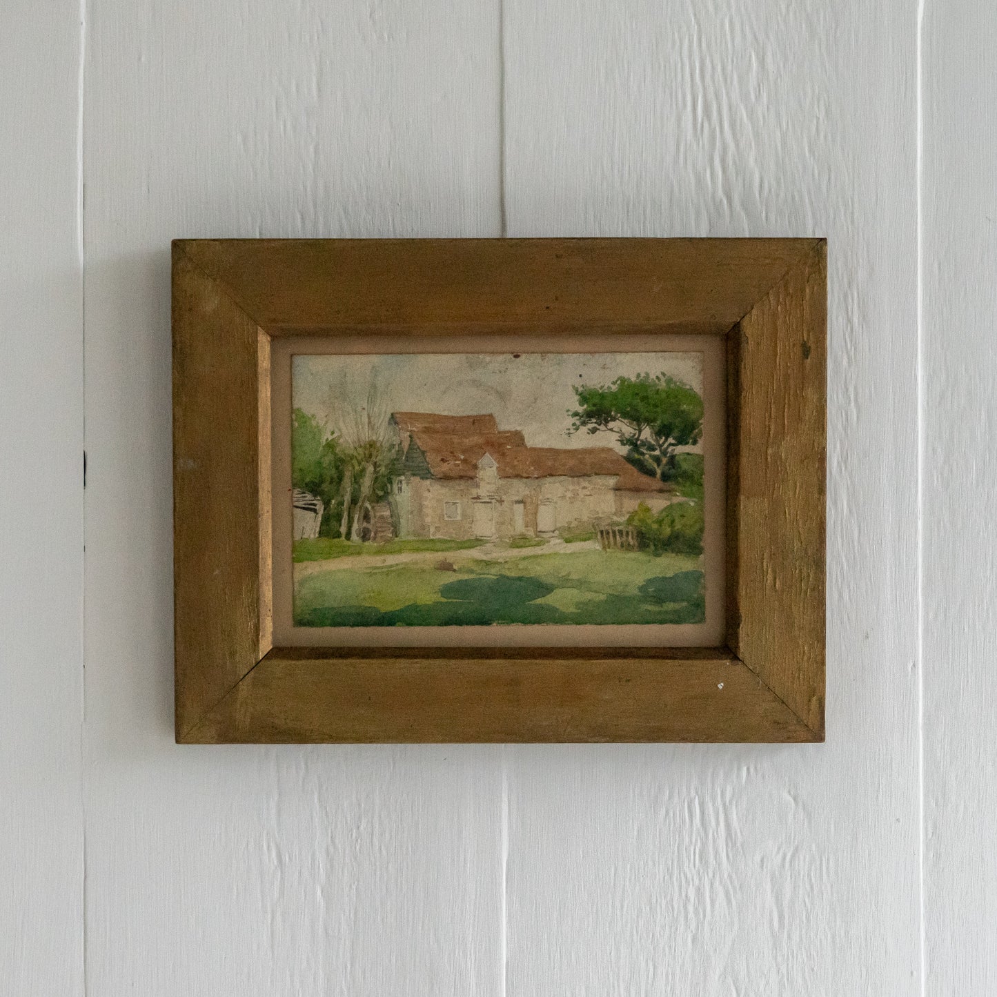 Little Vintage Watercolour Painting of a Water Mill