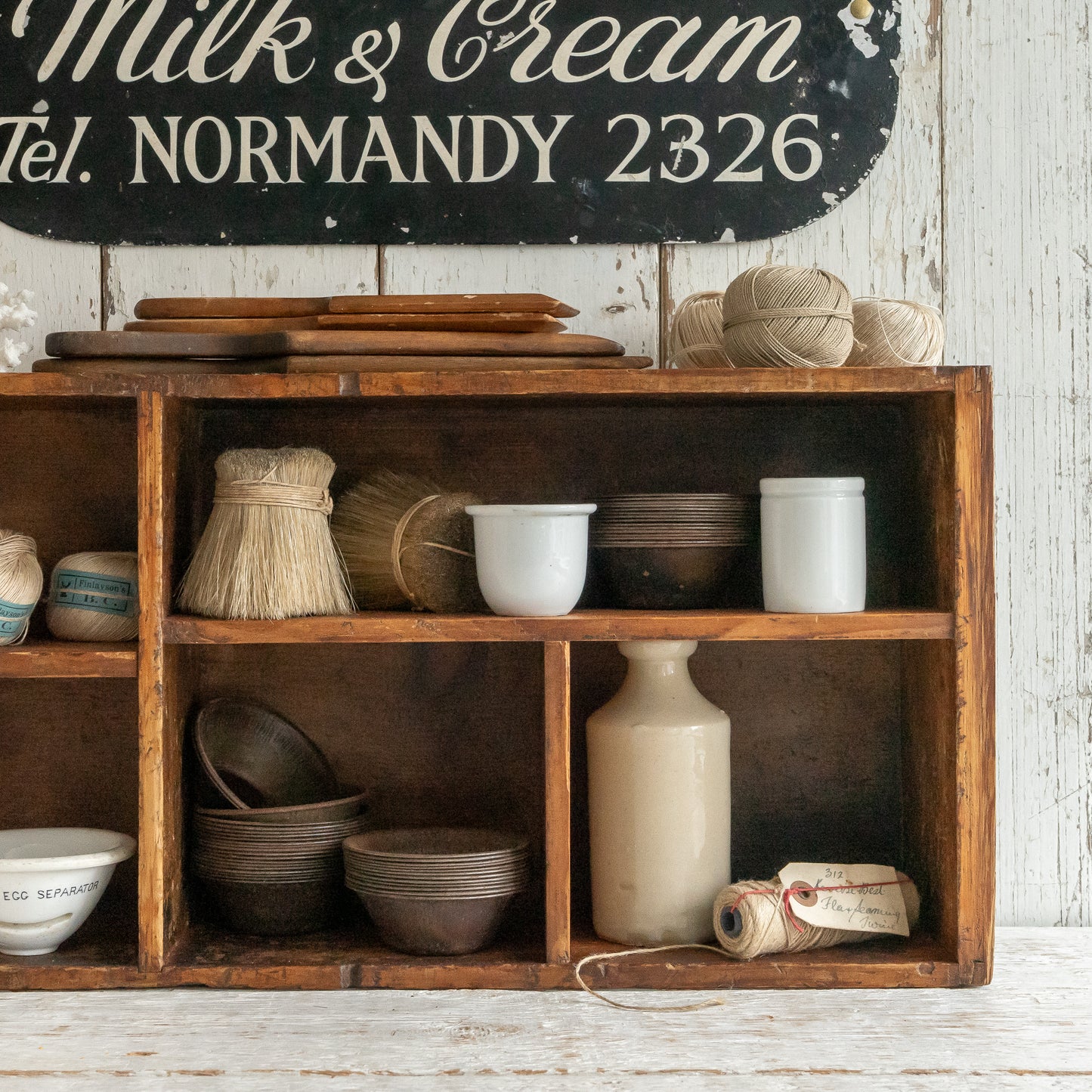 Long Rustic Pigeon Hole Shelf