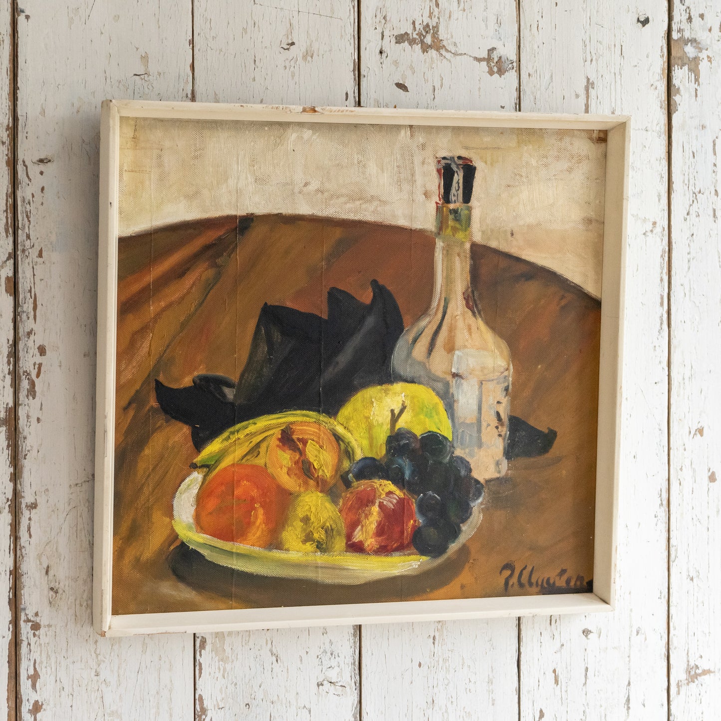 Mid Century Still LIfe Framed Oil Painting