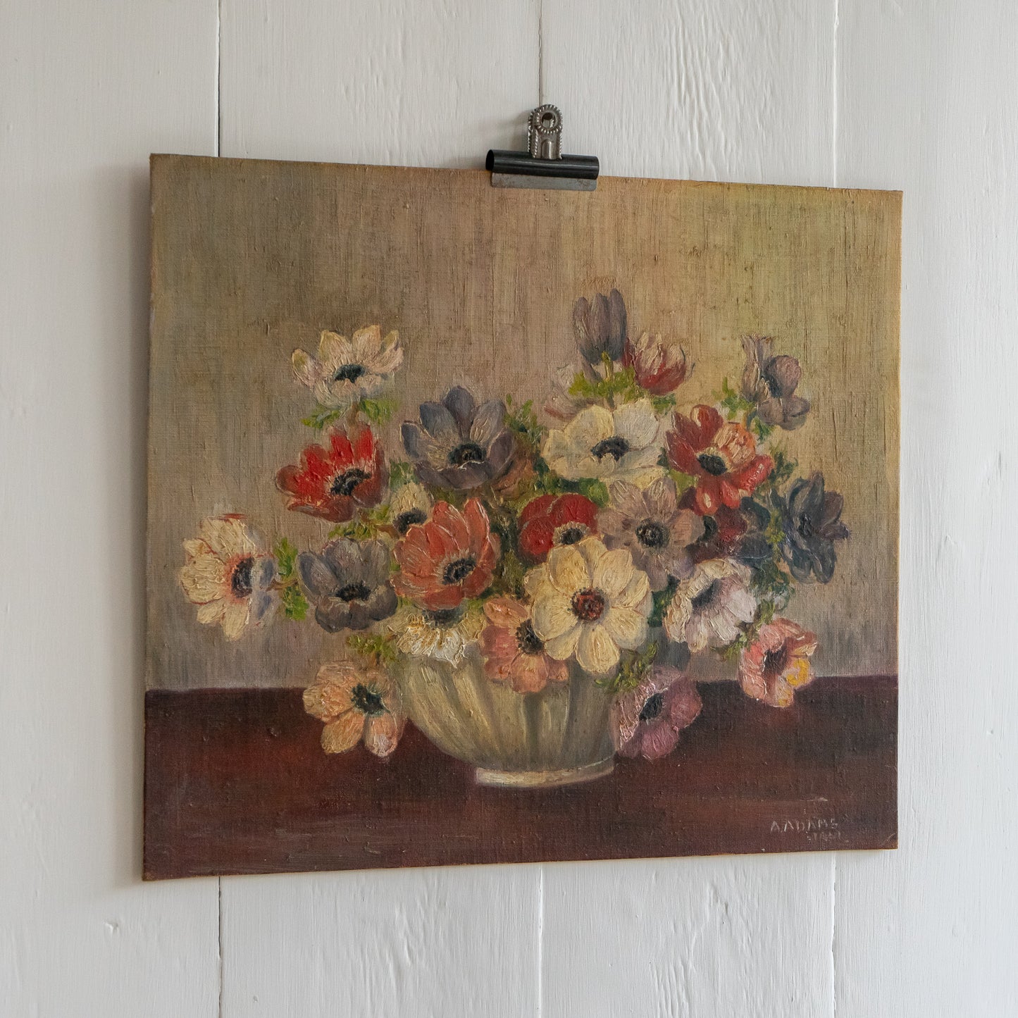 Oil on Board Anemone Painting