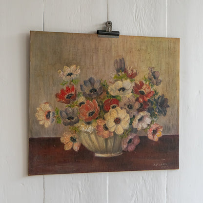 Oil on Board Anemone Painting