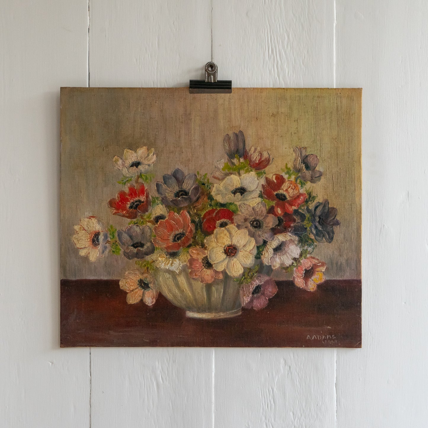 Oil on Board Anemone Painting