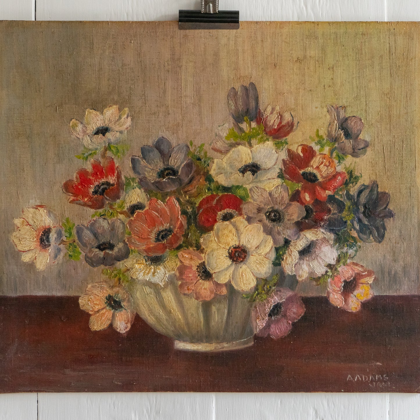 Oil on Board Anemone Painting