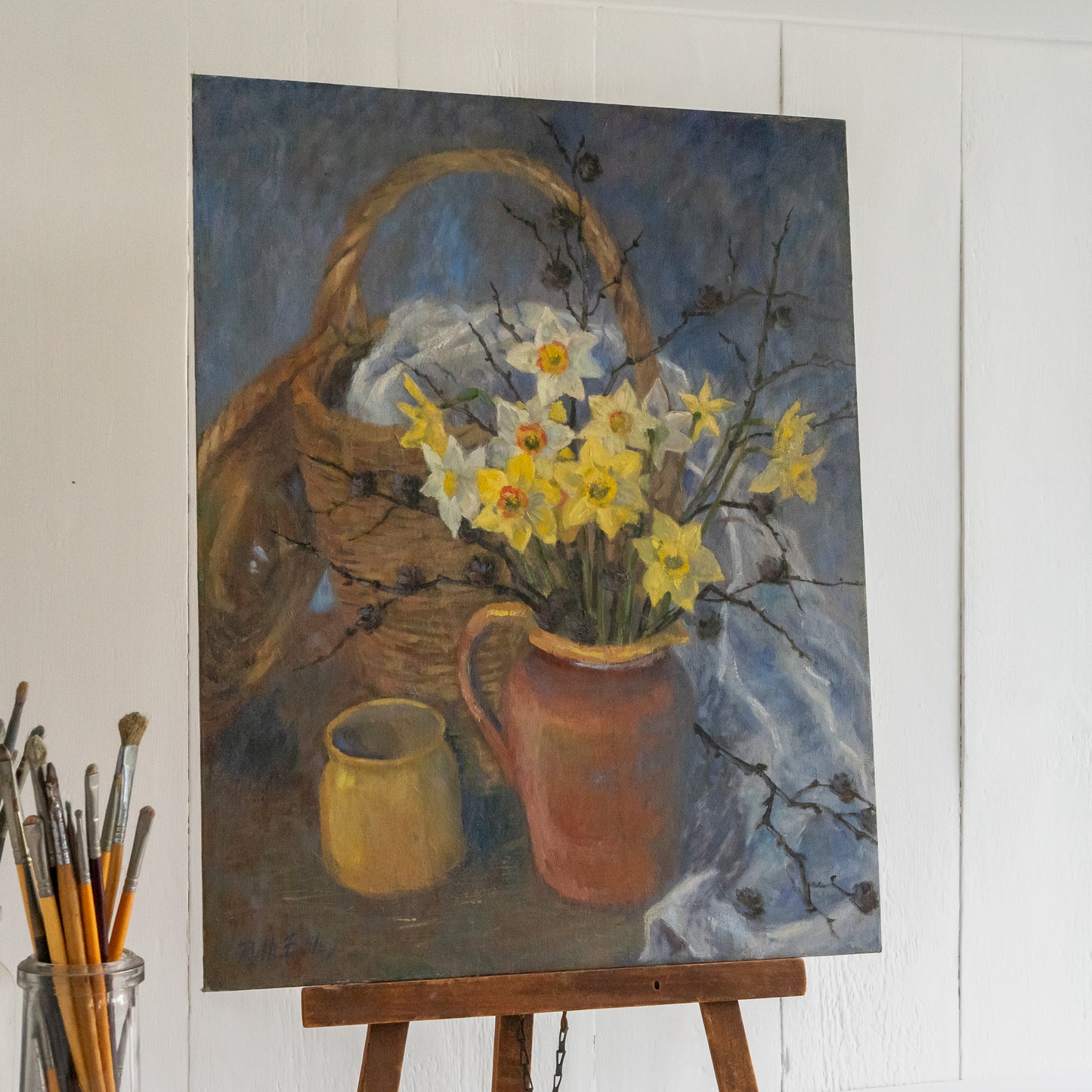 Oil on Board Painting of Daffodils