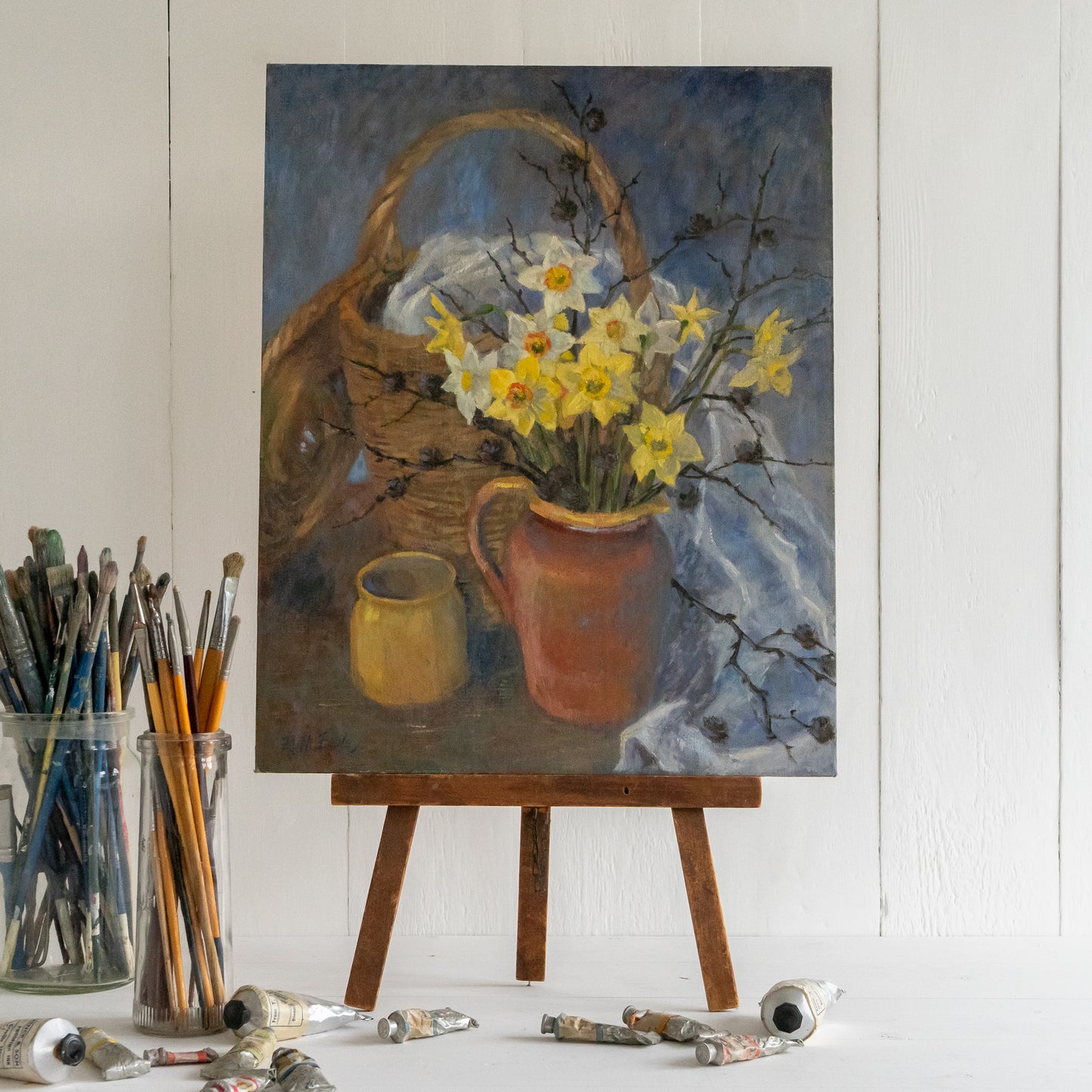 Oil on Board Painting of Daffodils