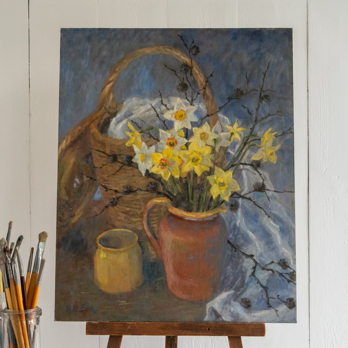 Oil on Board Painting of Daffodils