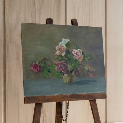 Oil on Board Painting of Roses