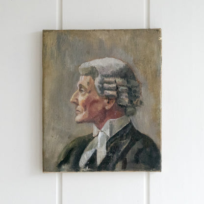 Oil Painting of a Barrister Wearing a Wig and Gown