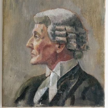 Oil Painting of a Barrister Wearing a Wig and Gown