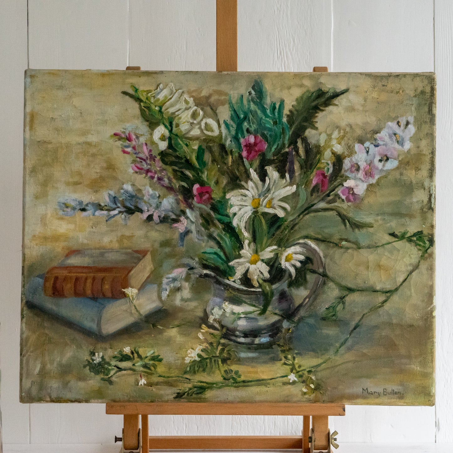 Oil Painting of Foxgloves and Daisies