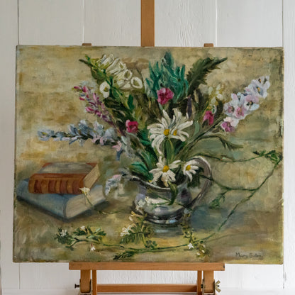 Oil Painting of Foxgloves and Daisies