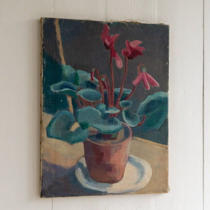 Oil Painting of Pink Cyclamen