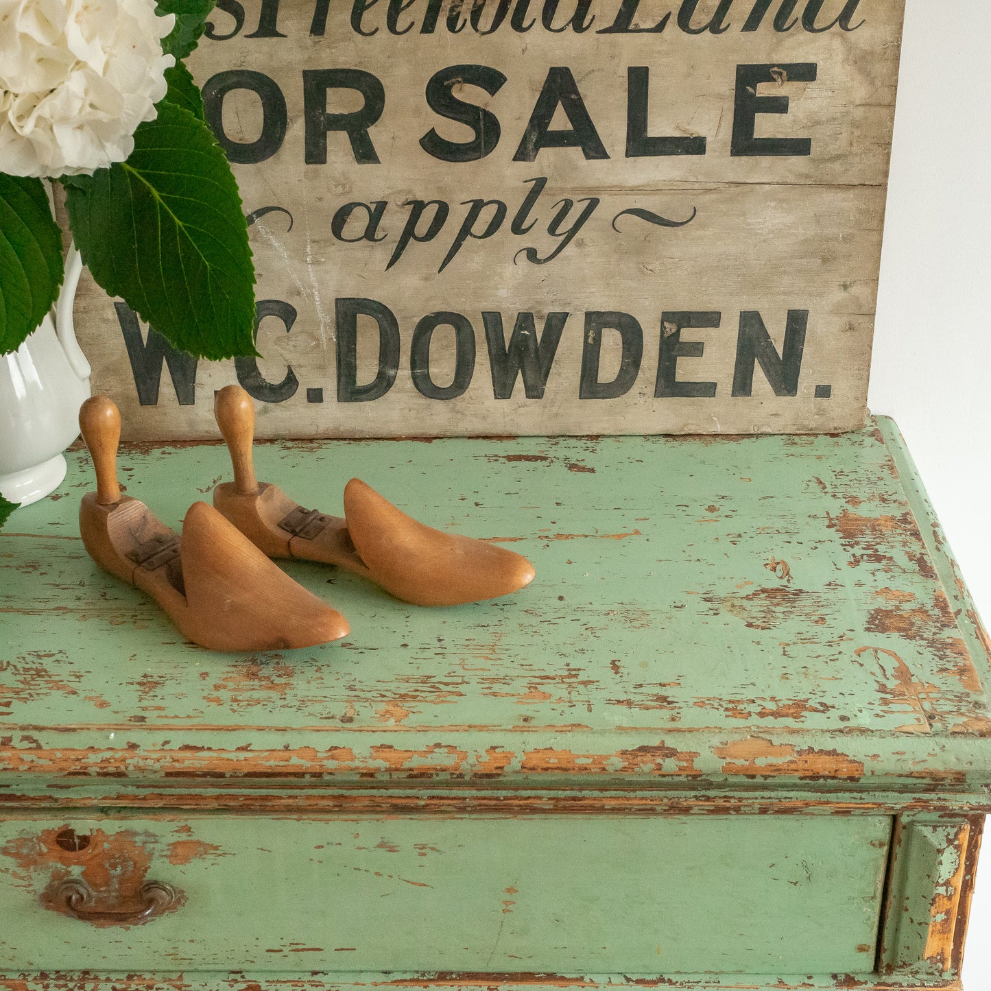 Original Green Painted Rustic Cupboard