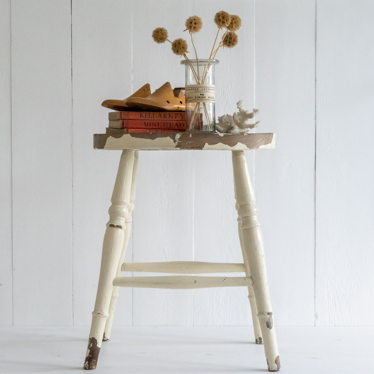 Original White Painted Stool