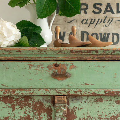 Original Green Painted Rustic Cupboard