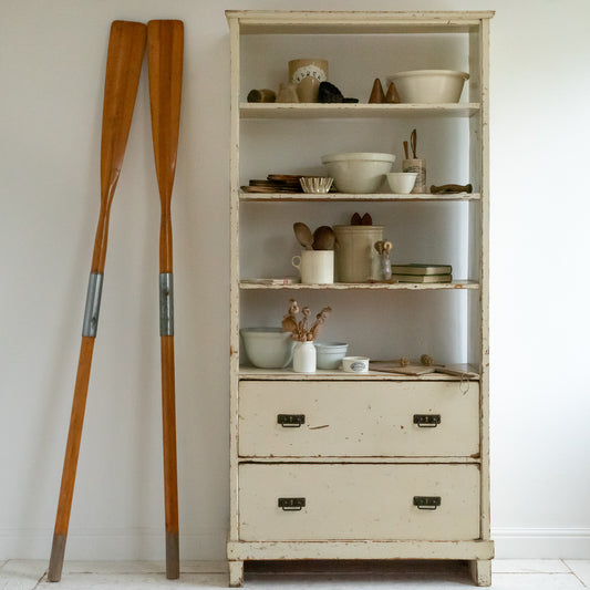 Original Painted Floor Standing Shelf and Drawer Unit