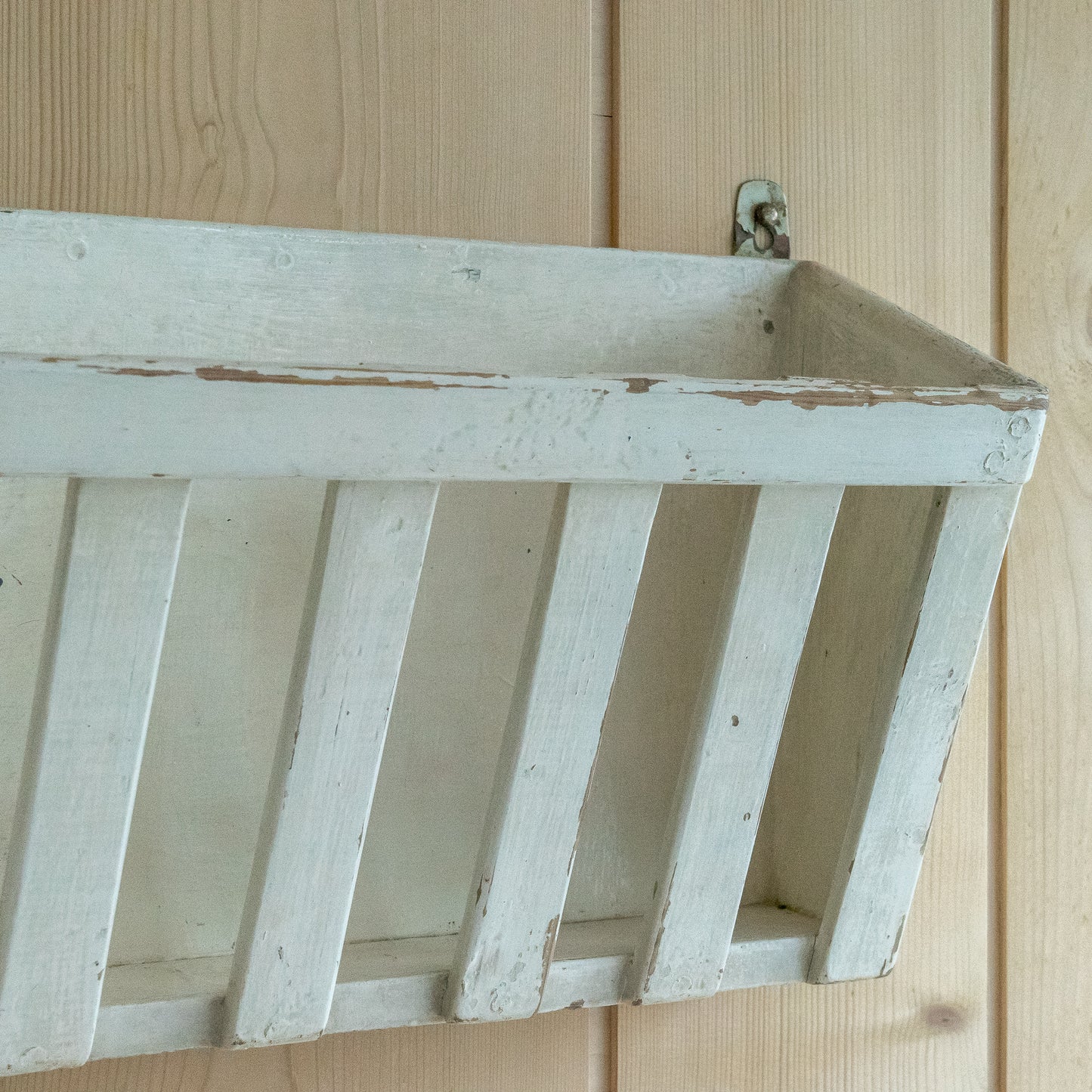Original Painted Wall Hung Wooden Rack
