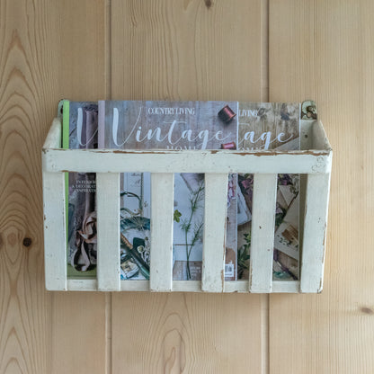 Original Painted Wall Hung Wooden Rack