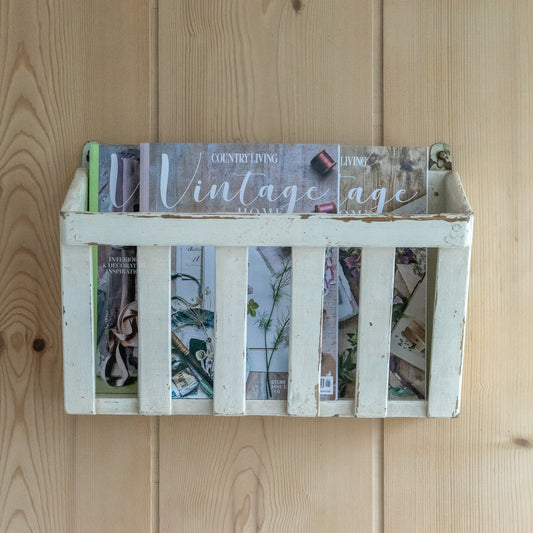 Original Painted Wall Hung Wooden Rack