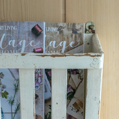 Original Painted Wall Hung Wooden Rack