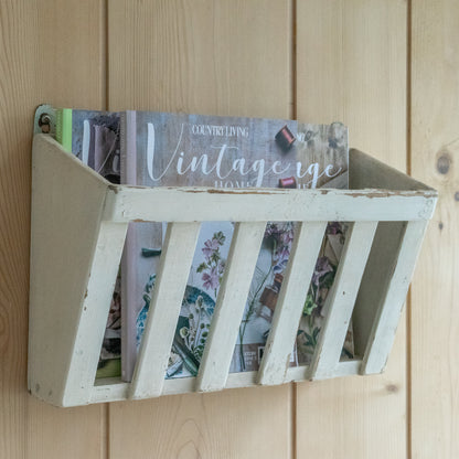 Original Painted Wall Hung Wooden Rack