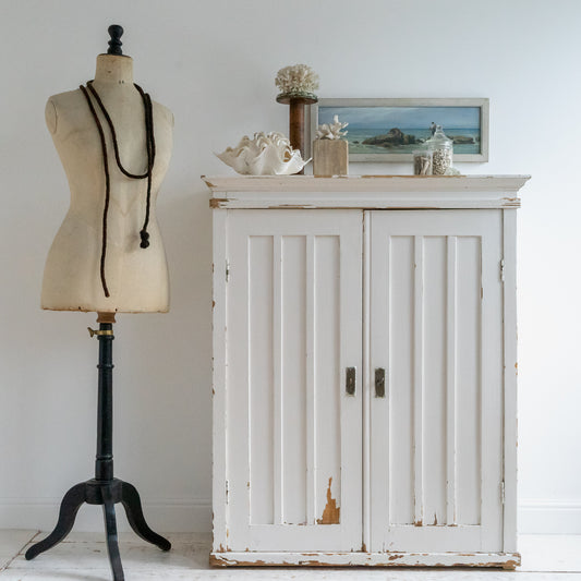 Original White Painted Double Door Cupboard