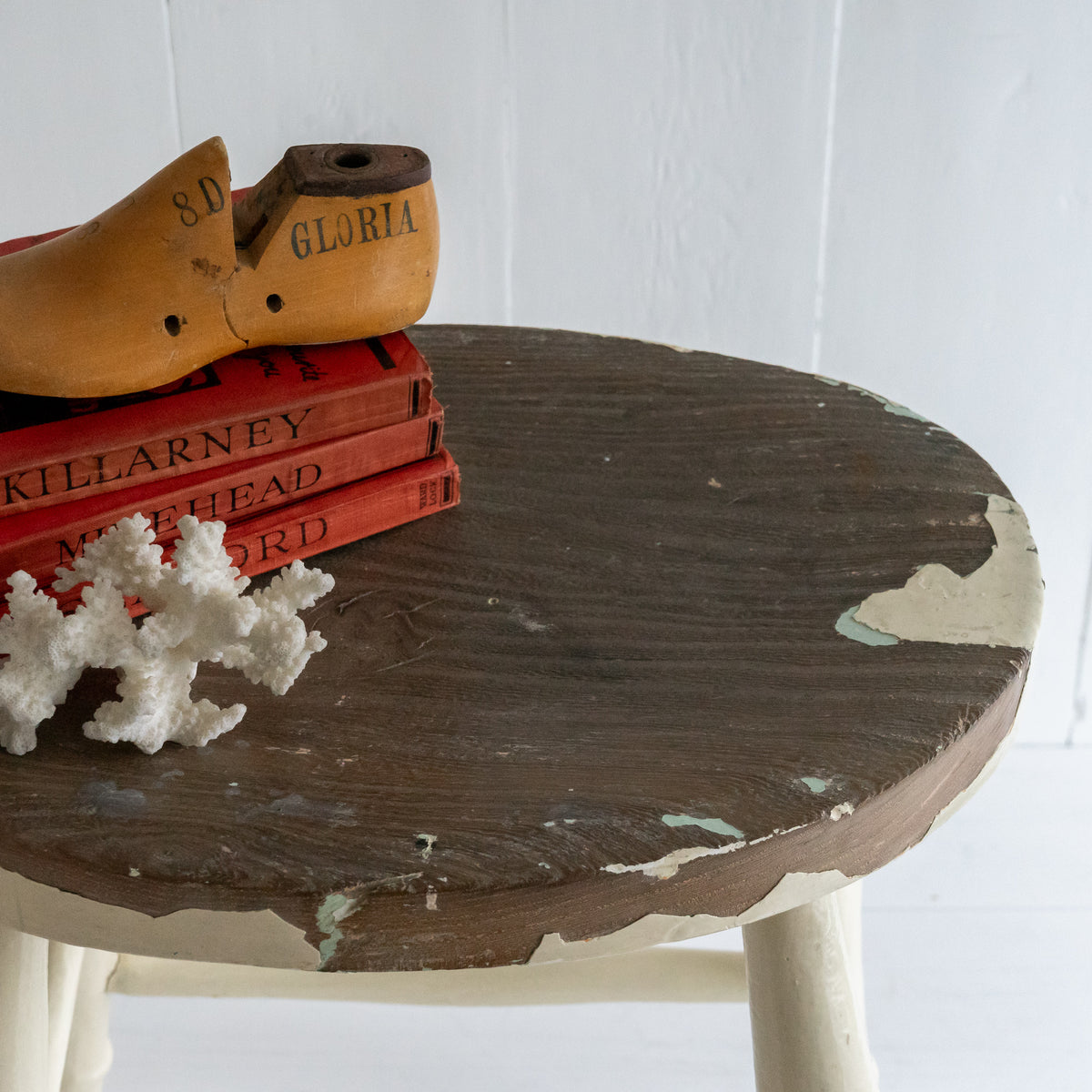 Original White Painted Stool