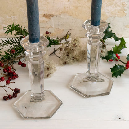 Pair of Decorative Glass Candlesticks