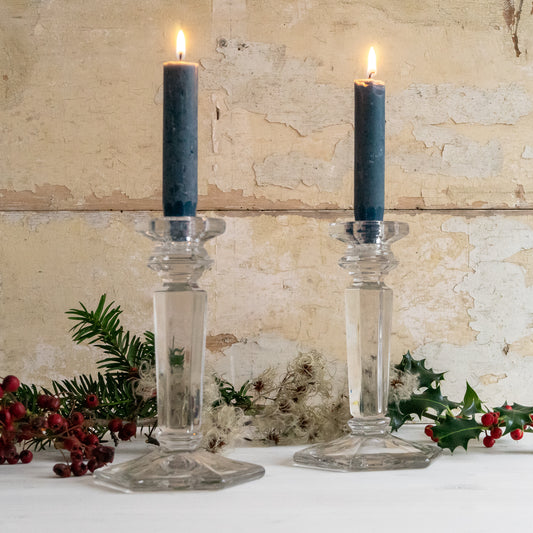 Pair of Decorative Glass Candlesticks