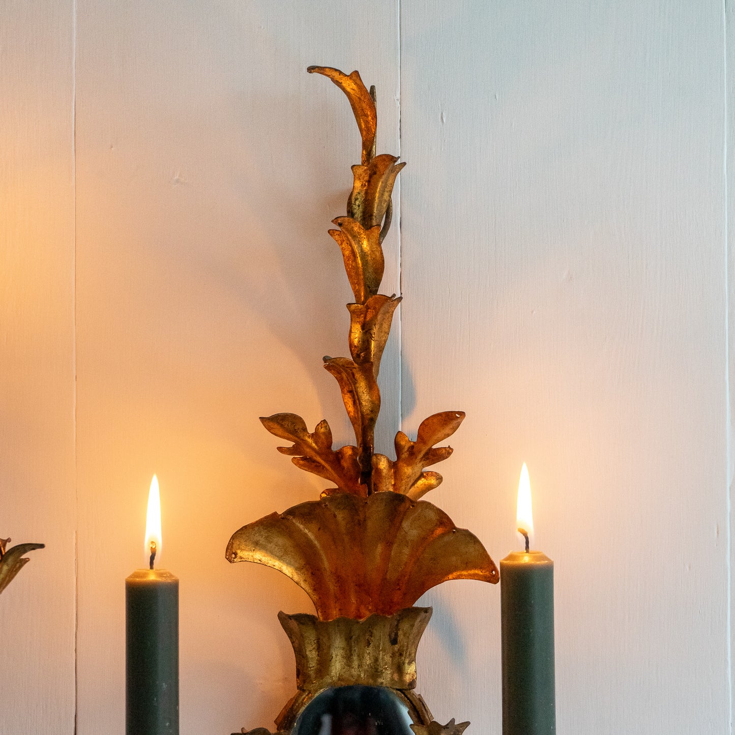 Pair of Gilded Candle Sconces with mirrors