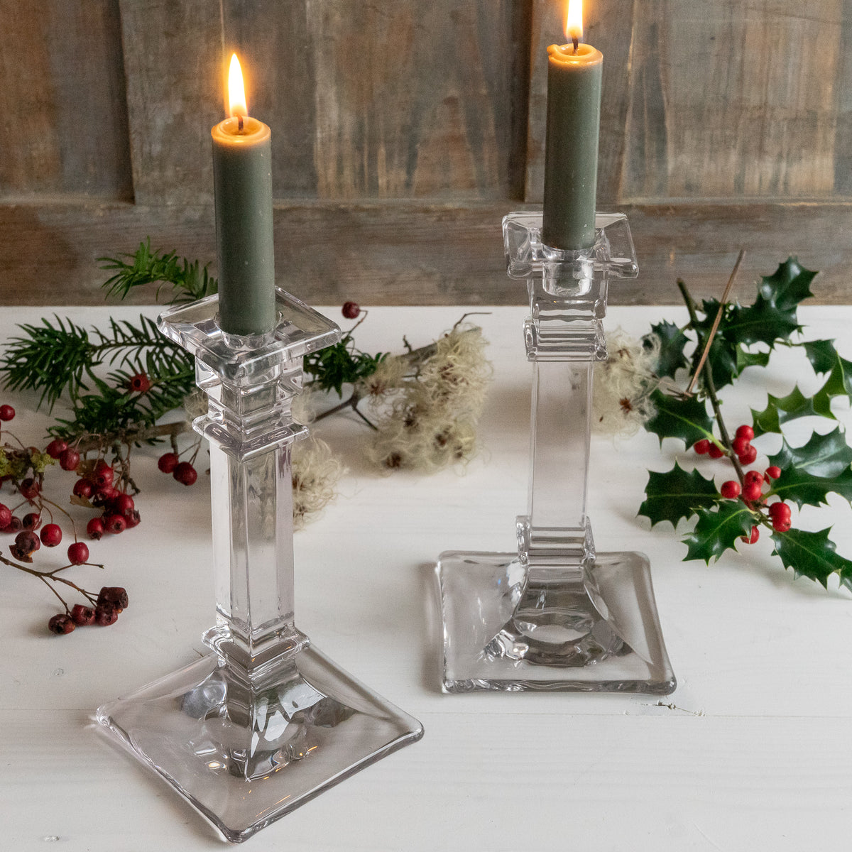 Large Candlesticks Pair of Tall Glass Candlesticks – Goose Home and Garden