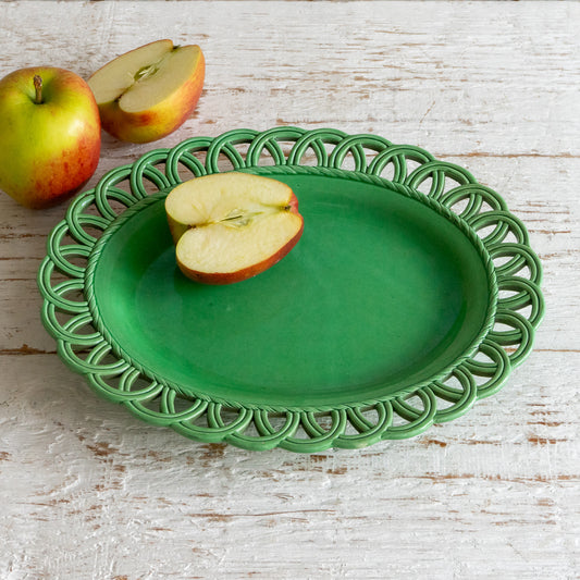 Pretty Decorative Oval Green Serving Plate