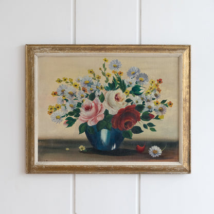 Pretty Framed Floral Oil Painting