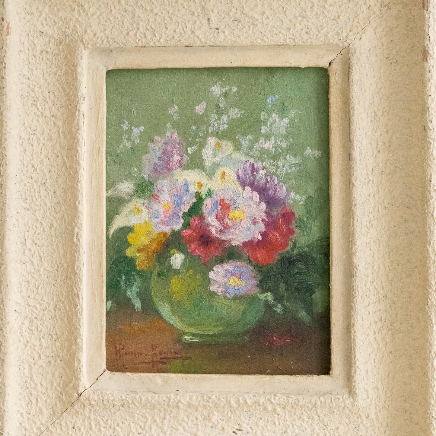 Pretty Framed Floral Oil painting