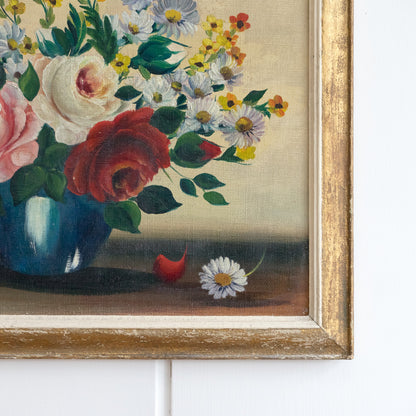 Pretty Framed Floral Oil Painting