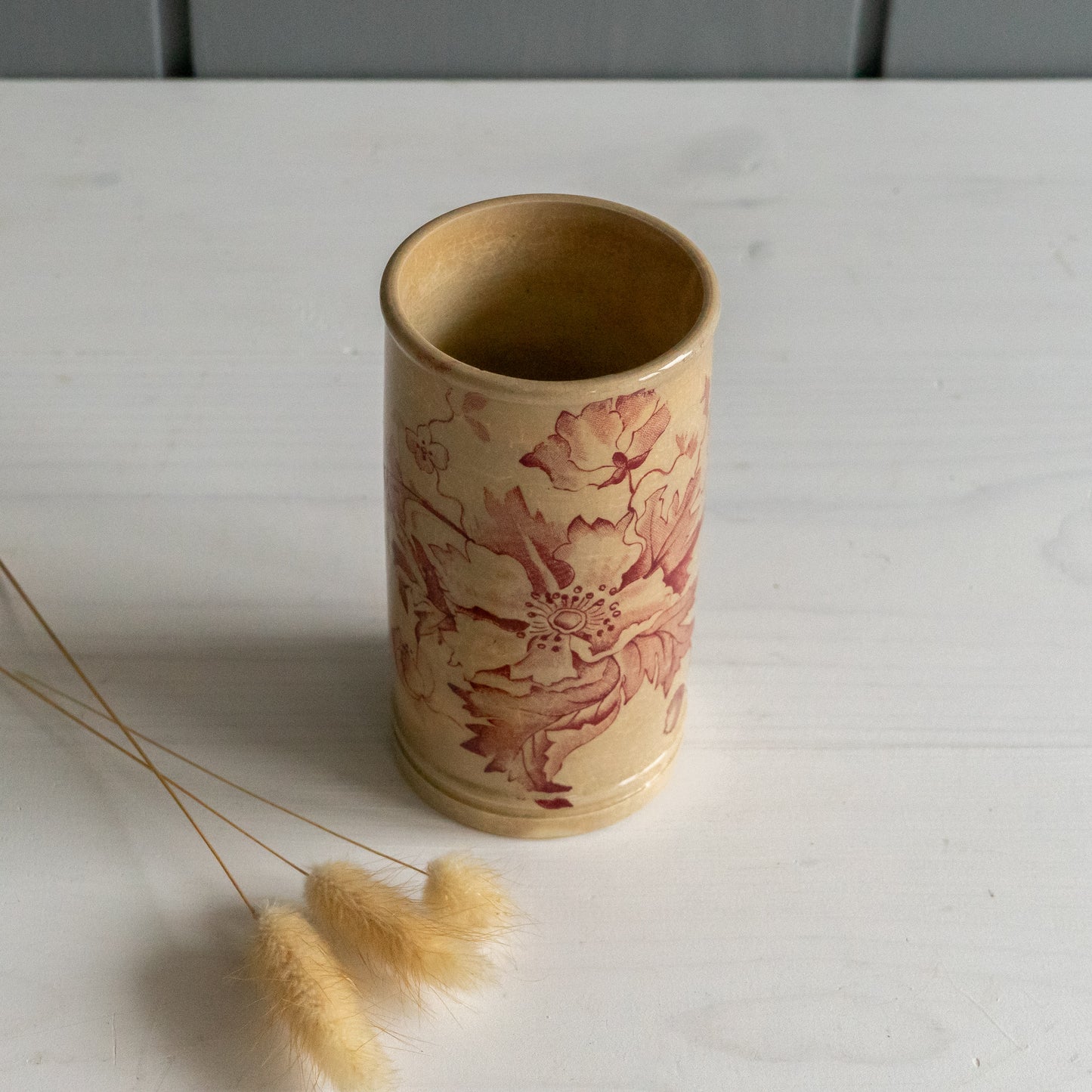 Pretty Pink Floral Transferware Pot